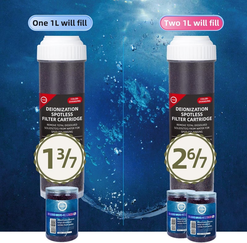 AKM Mixed Bed Color Changing Deionized Di Resin Filter Refill, for Car Wash System, Aquarium Filters, Deionized Water,DI Resin Filter Cartridge Refill,1L x 2 - Image 3
